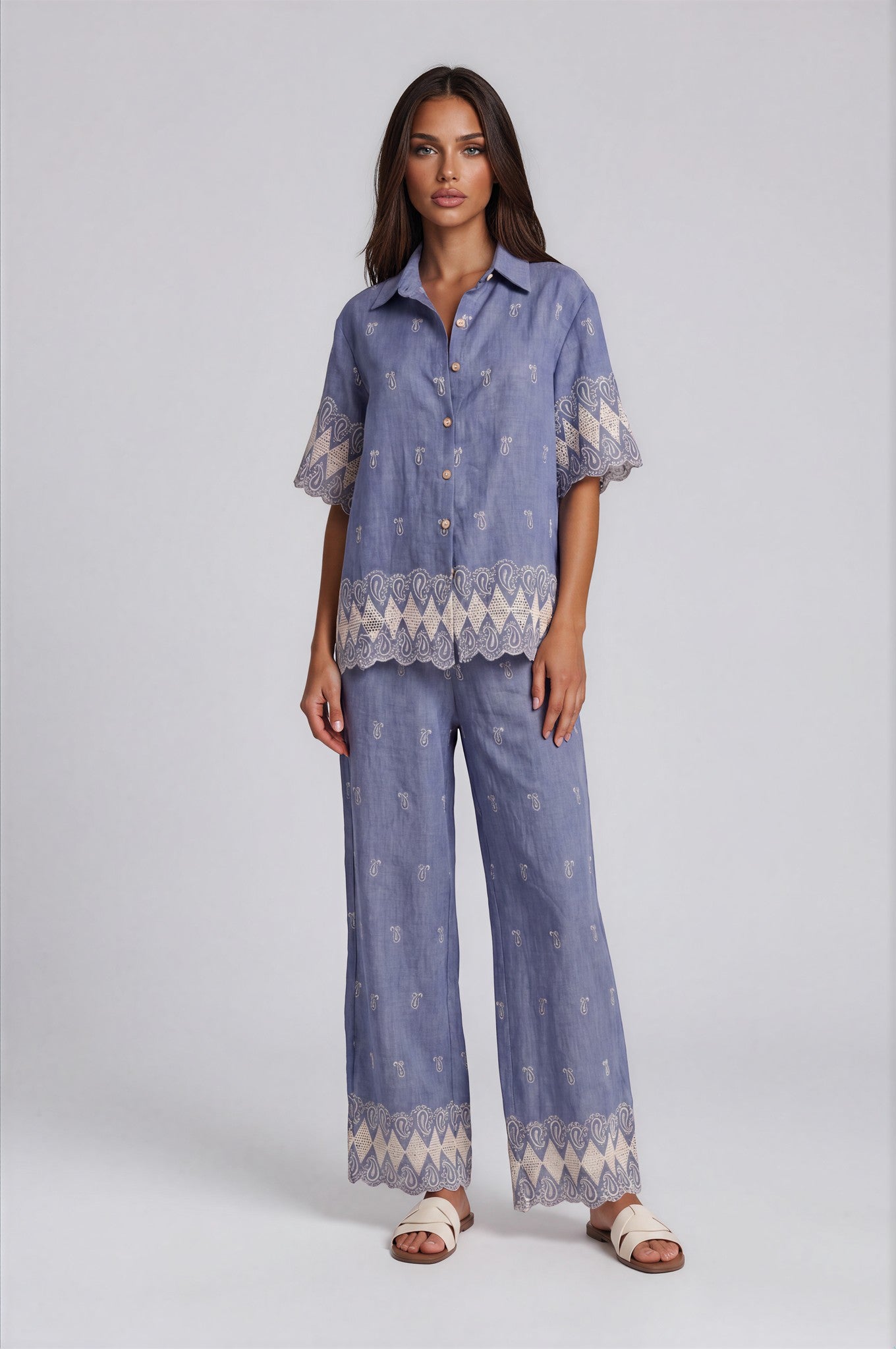 Paisley Nakışlı Gömlek & Pantolon Takım