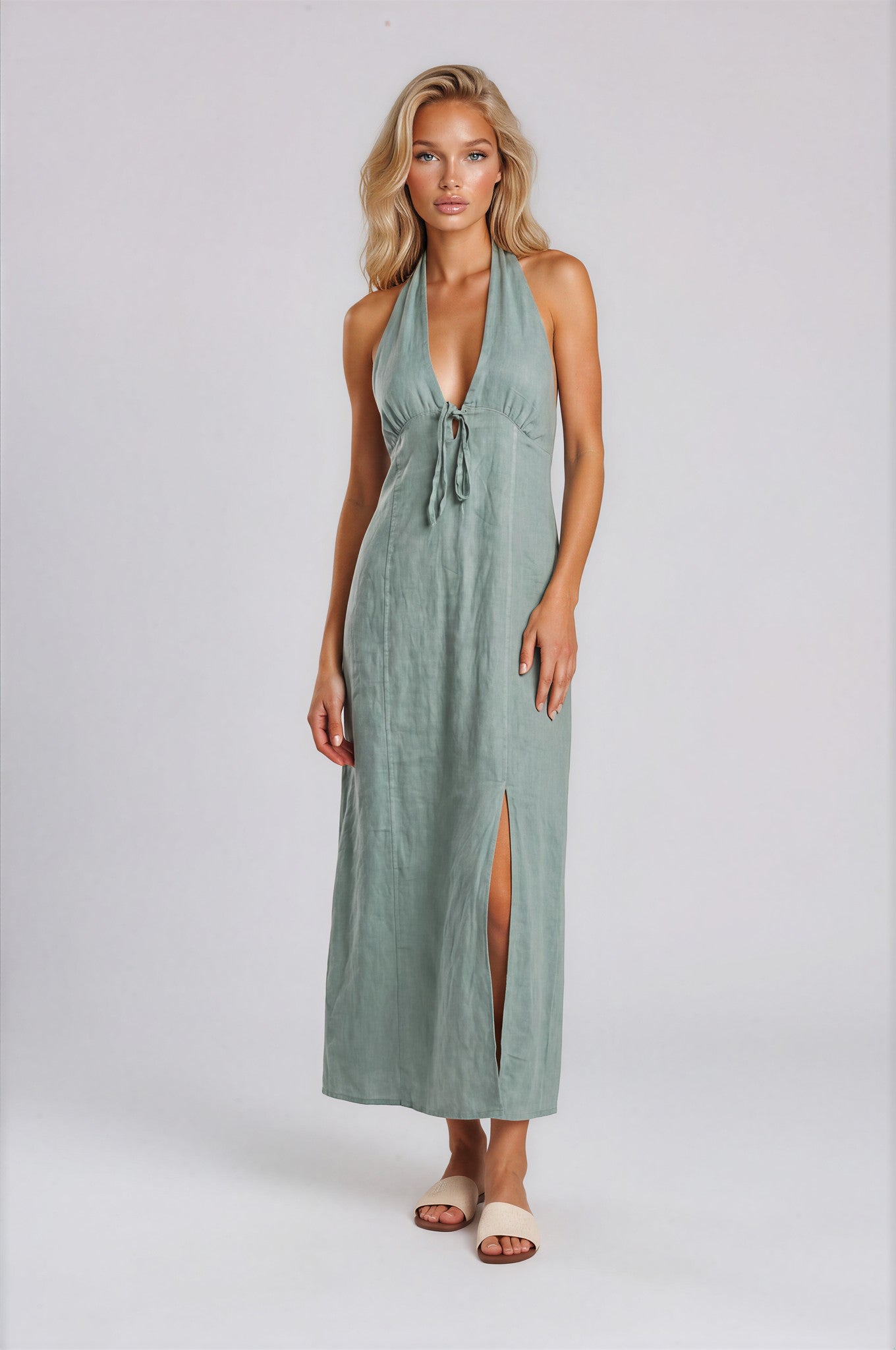 Keten Halter Elbise