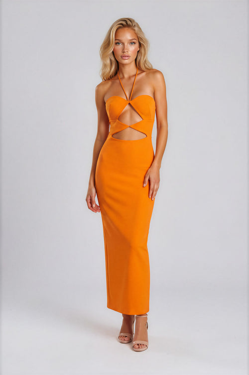 Cut-Out Detaylı Halter Maxi Elbise – 2. görünüm – Andre Garen